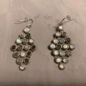 Ann Taylor 1.75” silver with mother of pearl earrings, new, never worn